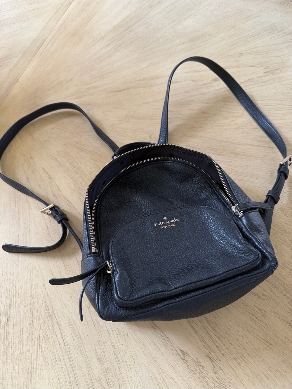 kate spade Black Pebbled Leather Mini Backpack